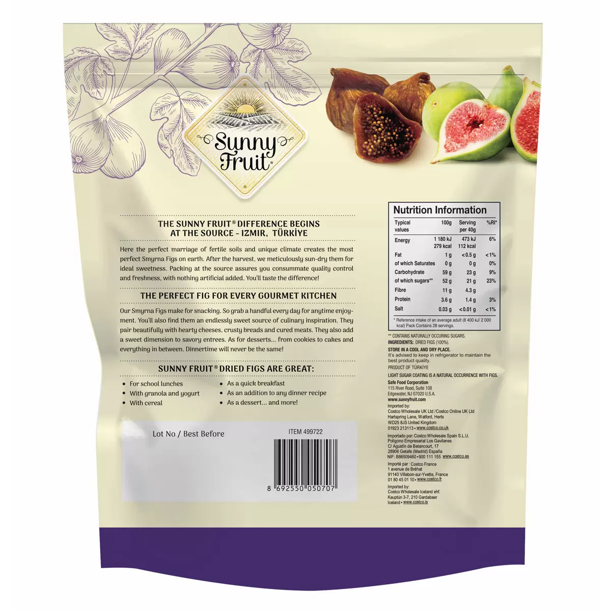 Sunny Fruit Dried Figs Smyrna Natural Juicy Gluten Free nutrition Rich