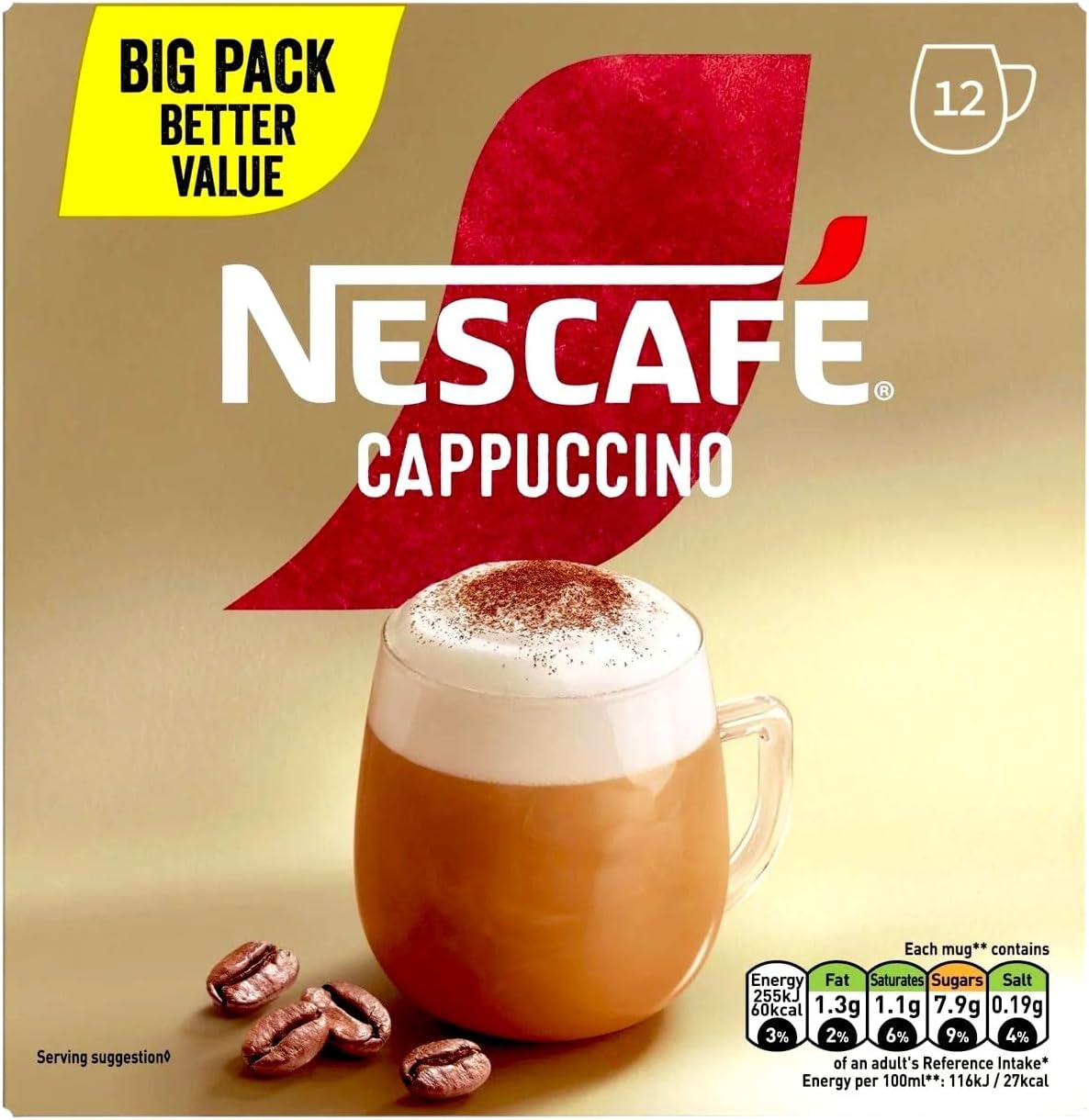 NESCAFÉ Cappuccino Coffee Instant Drink One Cup Sachets Pack 72x 15.5g