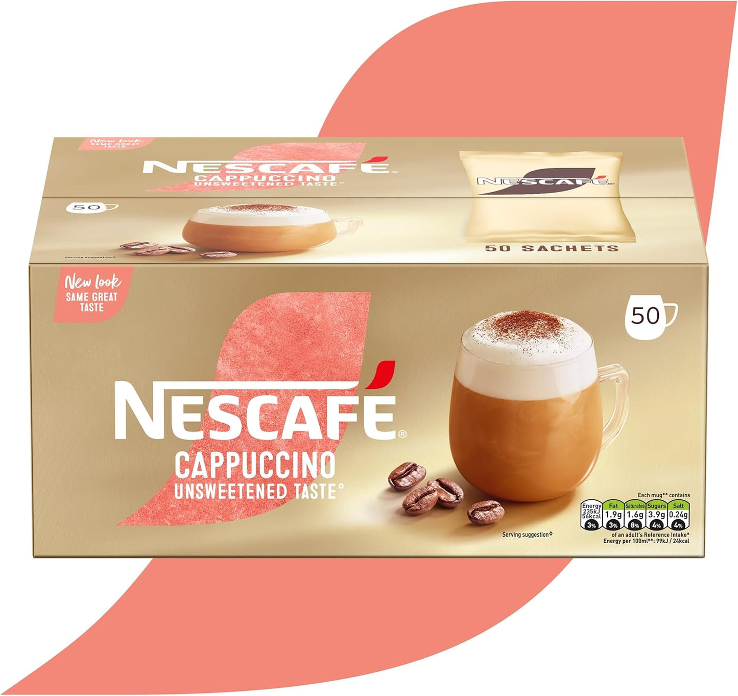 NESCAFÉ Cappuccino Unsweetened Taste Instant Coffee Sachets 50x 14.2g