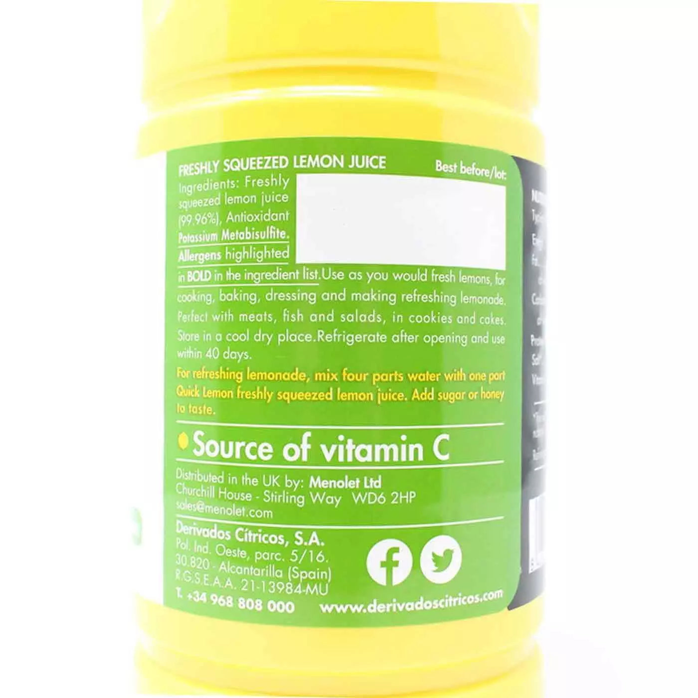 Freshly Squeezed Lemon Juice 2x1L Not From Concentrate Zesty & Natural Lemonade