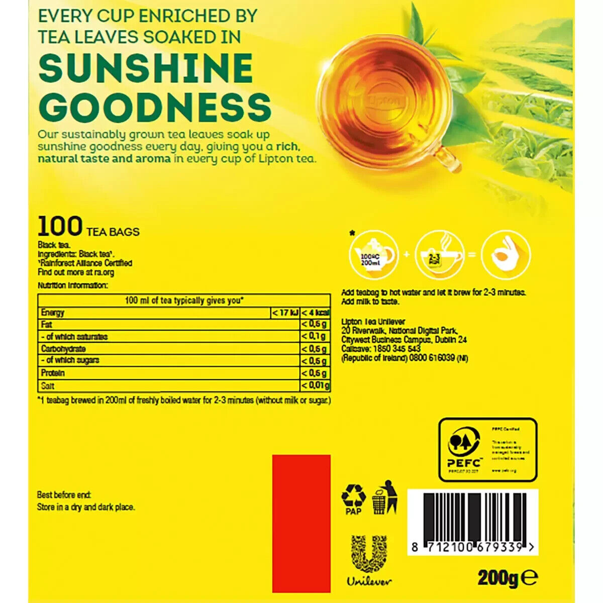 Lipton Yellow Label Tea Bags Aromatic Black Tea Multipack 4 x 100 Pack