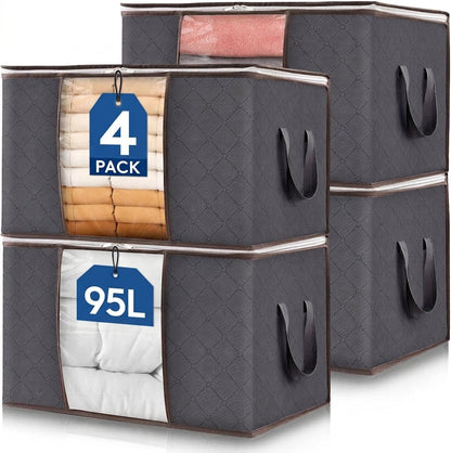 Clothes Storage Bags Foldable 95L Wardrobe Organiser Moving House Clear Window