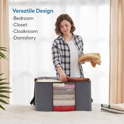Clothes Storage Bags Foldable 60L Wardrobe Organiser Moving House Clear Window 6 Pack