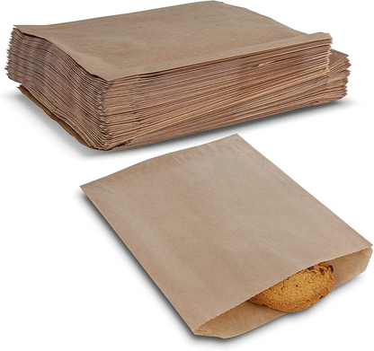 Brown Kraft Paper Bags Eco-Friendly Flat Strung Fruit and Food Storage Size 8.5" x8.5"