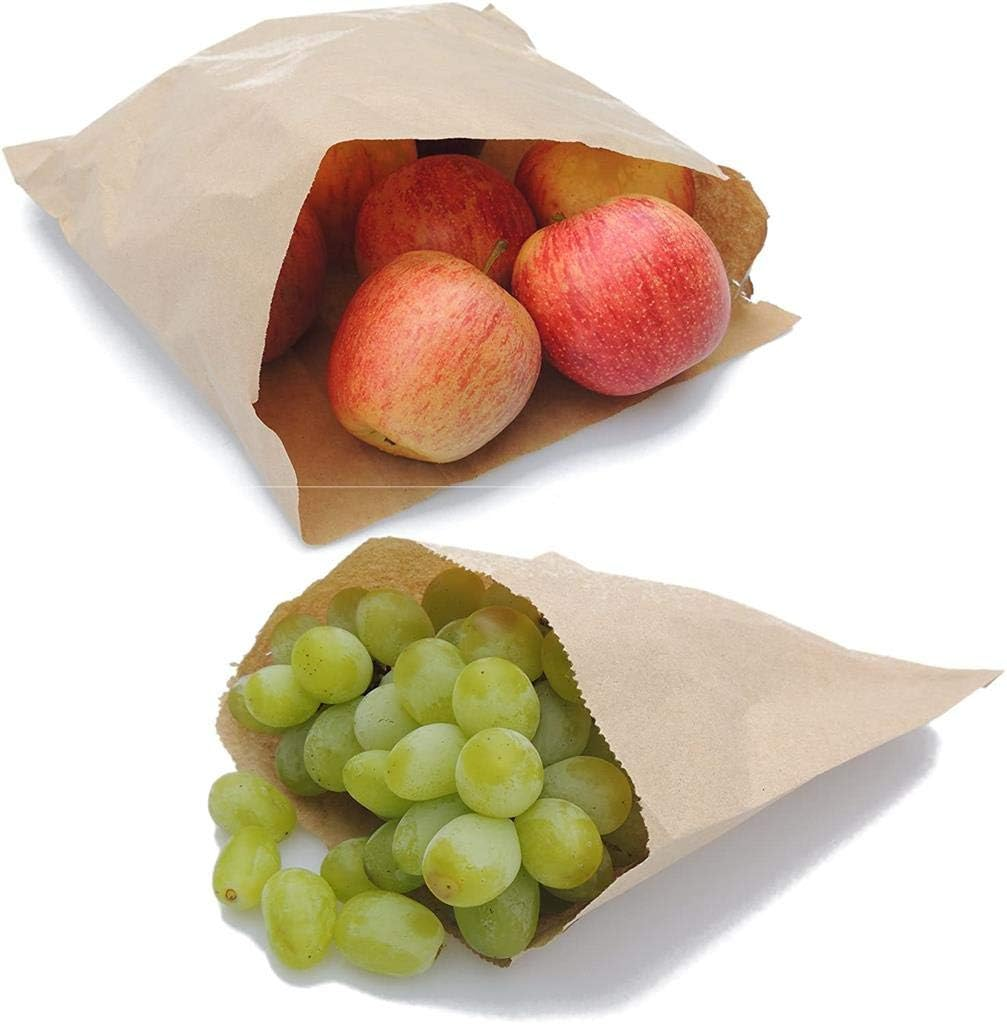 Brown Kraft Paper Bags Eco-Friendly Flat Strung Fruit and Food Storage Size 8.5" x8.5"