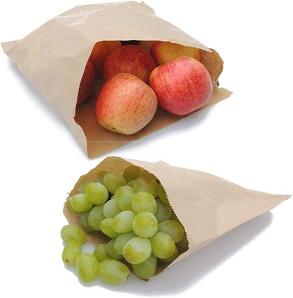 Brown Kraft Paper Bags Eco-Friendly Flat Strung Fruit and Food Storage Size 8.5" x8.5"