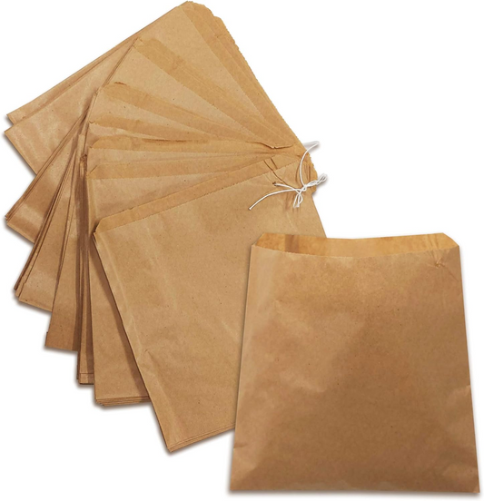 Brown Kraft Paper Bags Eco-Friendly Flat Strung Fruit and Food Storage Size 10" x 10"
