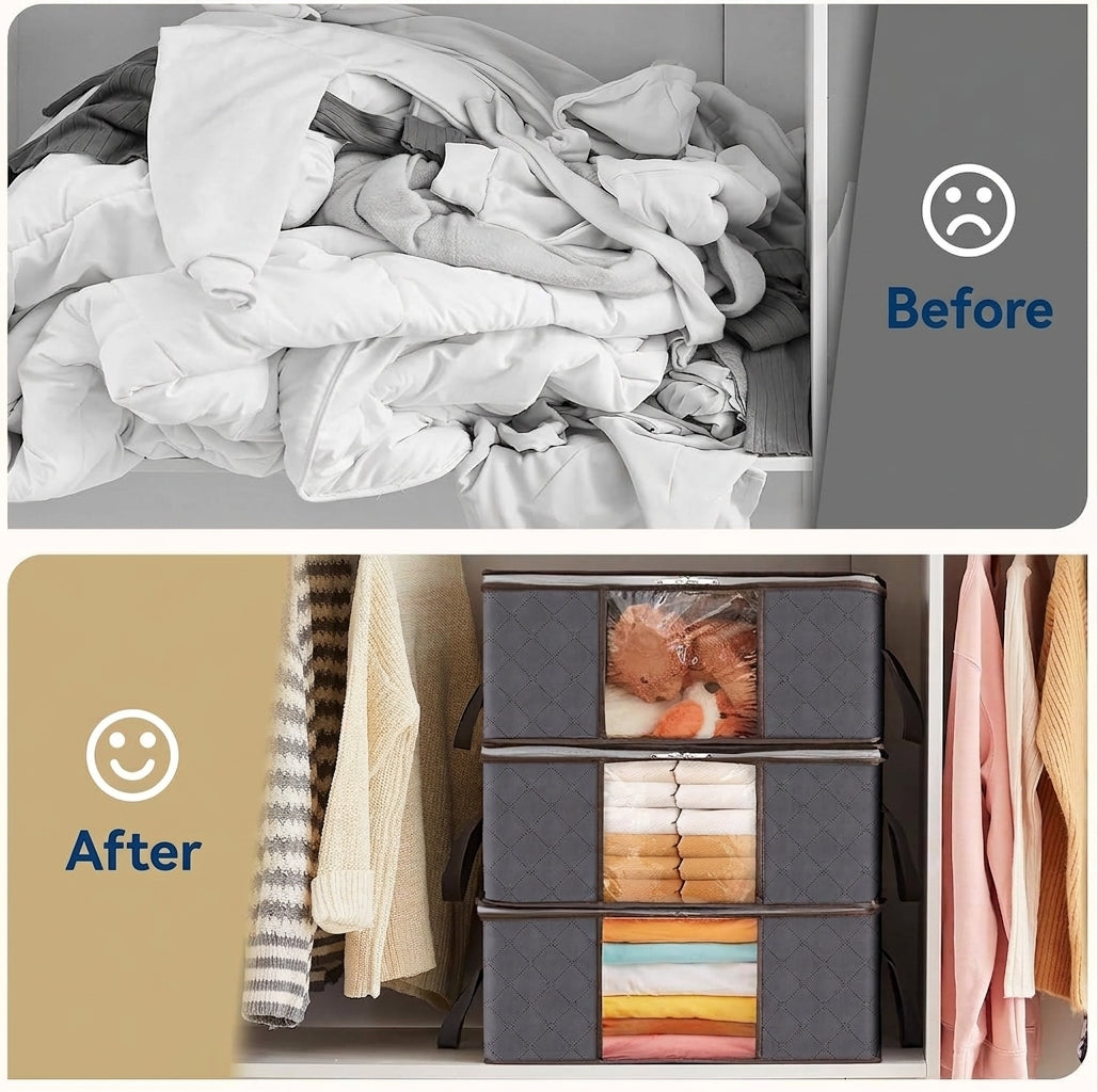 Clothes Storage Bags Foldable 35L Wardrobe Organiser Moving House Clear Window