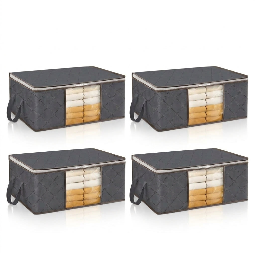 Clothes Storage Bags Foldable 35L Wardrobe Organiser Moving House Clear Window