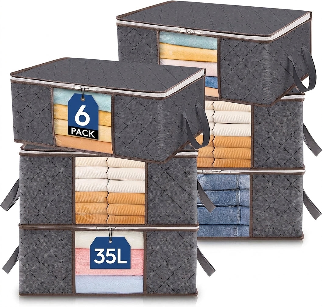 Clothes Storage Bags Foldable 35L Wardrobe Organiser Moving House Clear Window