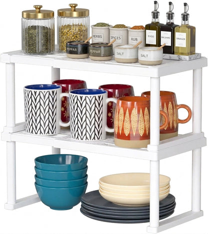 Expandable Kitchen Counter and Cabinet Shelf Organiser Heavy Duty Storage Rack